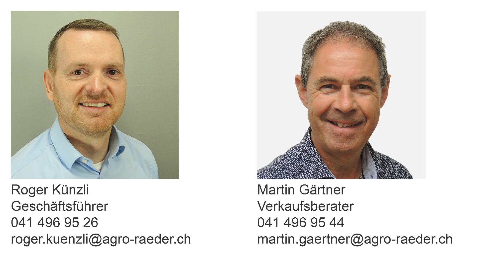 Ansprechpersonen Agro Räder AG